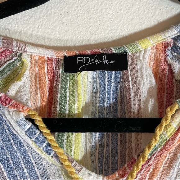 Anthropologie RD + KoKo Rainbow cotton Rayon Summer Blouse - Picture 9 of 9